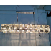 Lustre rectangulaire pour salle à manger, lustres en cristal avec pendentif rectangulaire en acier inoxydable pour îlot de cuisine