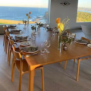 تصميم أكثر حداثة متجر القهوة وسادة بيضاء مسند ذراع عالية المطبخ مطعم طاولة الطعام الخشبية الروطان مقهى - Product Image 6