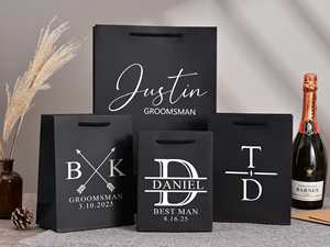 Sacs-cadeaux de mariage pour la mariée et le marié Papier de soie kraft avec impression en feuille d'or Emballage cadeau élégant pour les occasions spéciales - Product Image 6