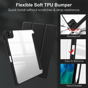 Étui souple en TPU+PC avec support pour stylet et coque transparente en acrylique pour <span class=keywords><strong>iPad</strong></span> Air <span class=keywords><strong>11</strong></span> M2 2024, Air 4 5 10.9 <span class=keywords><strong>pouces</strong></span>, <span class=keywords><strong>Pro</strong></span> <span class=keywords><strong>11</strong></span> 2022 <span class=keywords><strong>2021</strong></span>, Smart Flip en cuir - Product Image 3