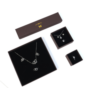 Thanh lịch cà phê màu tông hộp đồ trang sức Tùy chỉnh cao cấp các tông vật liệu Bông Tai Nhẫn Mặt dây chuyền quà Tặng lưu trữ bao bì - Product Image 4