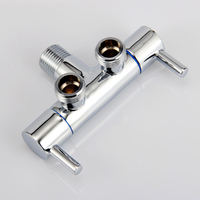 Robinet d'arrêt d'angle chromé 3 voies 1/2 po x 3/8 po à double sortie pour bidet, toilettes, évier de cuisine