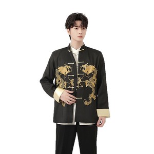 Vêtements traditionnels <span class=keywords><strong>chinois</strong></span> modernes brodés de dragons, costumes Tang, t-shirts, vestes, manteaux du Nouvel An pour hommes adultes - Product Image 3