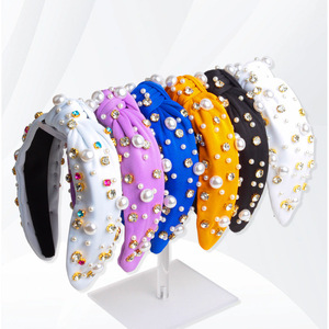 Serre-têtes Hua Liyu en perles et strass multicolores noués pour femmes, style frais et doux - Product Image 1