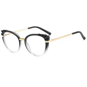 Kacamata Fashion unik 2023, kacamata bingkai untuk gadis muda Tr90, kacamata kucing penghalang cahaya biru