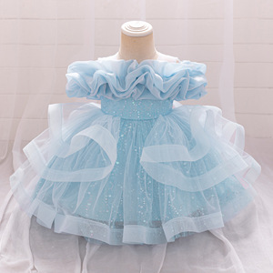 Robe de princesse noire à volants en maille pour filles, idéale pour défilés, récitals de piano, spectacles sur scène, robe élégante, costume - Product Image 5
