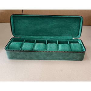 Boîte à montres en cuir à 5 emplacements, directement de l'usine, organiseur de montres de luxe, boîte à montres de marque verte célèbre, logo personnalisé disponible - Product Image 2