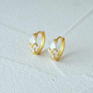 CANNER Hot Sale 18k Gold Plated <b>Earring</b> Jewelry White Waterdrop Square Cz Stone <b>Huggie</b> Hoop <b>Earrings</b> 925 <b>Sterling</b> <b>Silver</b> Women - Product Image 3