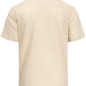 Camisas de Lino y Algodón Ligeras para Hombre al por Mayor, Cuello Mao, Botones, Estampado Playero, Transpirables para Verano, Suministro ODM, ¡Gran Venta! - Product Image 4