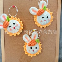 Buket bunga rajutan tangan Modern baru Set hadiah Crochet kecil bunga matahari kelinci lucu