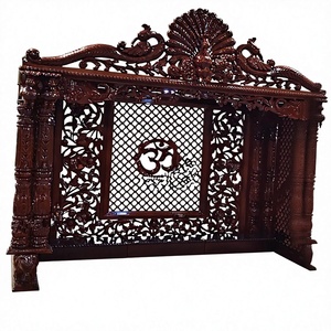 Templo de Pooja Antiguo Negro Tallado a Mano, Templo de Madera Hecho a Mano de Primera Calidad para el Hogar, Templo Hindú Pooja Ghar para el Hogar en Madera de Teca - Product Image 5