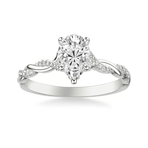 custom 14K solid Gold Engagement Ring Lab Grown Diamond pear Cut Twisted <b>Infinity</b> Shank Pave Side IGI certificate Jewelry women - Product Image 2