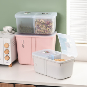 Contenedor <span class=keywords><strong>de</strong></span> Almacenamiento <span class=keywords><strong>de</strong></span> Alimentos Secos para Cocina con Divisor, 2 Compartimentos, Cubo <span class=keywords><strong>de</strong></span> Arroz <span class=keywords><strong>de</strong></span> Plástico, <span class=keywords><strong>Caja</strong></span> <span class=keywords><strong>de</strong></span> Almacenamiento <span class=keywords><strong>de</strong></span> Cereales, 7 <span class=keywords><strong>Litros</strong></span> - Product Image 6