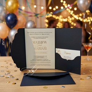 Set di Eleganti Inviti di Lusso Ecologici in Carta con Buste RSVP Personalizzate Stampate Pieghevoli per Natale e Compleanno - Product Image 1