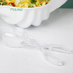 Platter Pleasers 11 1/2 "Comida Tong Cuchara y tenedor Emparejamiento Plástico transparente Ensalada Pinzas 48/Caja - Product Image 2