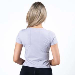 <b>Crop</b> Top <b>Shirt</b> Top Female Cotton Spandex Ribbed Cotton Knit Semi <b>Fitted</b> Crew Neck Women Slim <b>Crop</b> Top Half <b>T</b> <b>Shirts</b> for Girls - Product Image 3