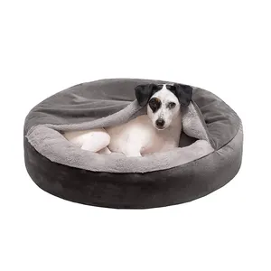 suppliers custom modern indestructible hooded dog cat cave bed chew resistant grey round pet bed bedding bug proof cat house