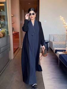 Chaqueta de Traje Musulmán Negra de Alta Calidad, Estilo Abrigo Largo, Diseños de Abaya, Abrigo de Abaya Turco Personalizado para Mujeres Musulmanas - Product Image 2