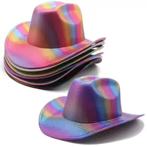G205002 Festival Event Concert Cowgirl Hat Bachelorette Party Neon Sparkly Glitter Space Cowboy Hat