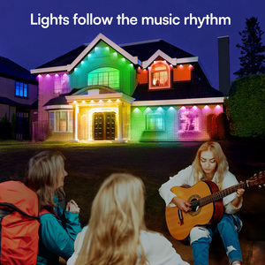 IP65 Waterproof 50ft 15m <b>Smart</b> LED RGB Eaves <b>Light</b> Strip Music App Sync Control for Outdoor Garden Use - Product Image 6