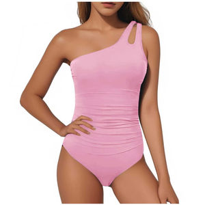 Traje de Baño de Una Pieza Modesto para Mujer, Verano 2025, Cobertura Completa, Bikini con Abertura en la Espalda, Control de Abdomen, Traje de Baño de Un Hombro - Product Image 3
