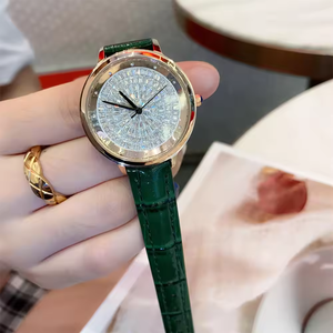 Bracelet en cuir serti de diamants de haute qualité pour une montre à quartz élégante, élégante et résistante à l'eau, montre pour femmes d'affaires - Product Image 4