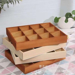 Solid Wood Storage <b>Box</b> With Compartments For <b>Socks</b> Underwear Desktop Organizer Rectangle Open Top Standing Type - Product Image 4