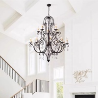 Lustre en cristal de grande taille pour escalier, villa, loft, design artistique