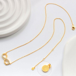 Collana Romantica con Ciondolo a Forma di 8 Infinito, Amuleto Portafortuna in Acciaio Inossidabile con Zirconi per Donne - Product Image 4