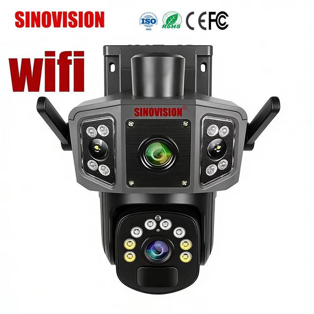 Wholesale 4MP 2.4G WiFi Dual Lens Camera CMOS Sensor Night Vision 360 PTZ Cloud Memory Card Custom AI Tracking Cheap Price