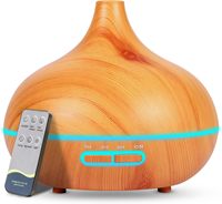 Diffuseur d'Arômes Professionnel Ultrasonique 500 ml 12 W avec LED Intelligente, Portable, Effet Bois, pour Huiles Essentielles et Humidificateur de Bureau