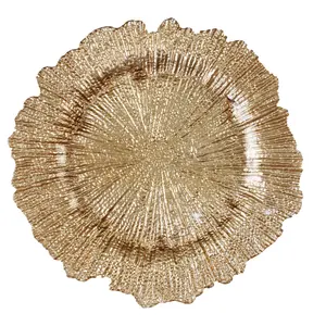 Bán buôn rạn san hô thiết kế bạc Rose Gold kính sang trọng san hô sạc tấm cho trang trí đám cưới