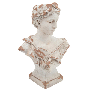 Busto di Donna con Ghirlande in Resina, Statua Classica da Giardino con Finitura Anticata, Decorazione per Esterni - Product Image 2