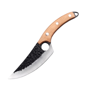 Retail Ready Hand Forged Hammered <b>Boning</b> <b>Knife</b> High Carbon Steel Comfort Wood <b>Handle</b> Sharp Curved Blade For Household Meat Fish - Product Image 1