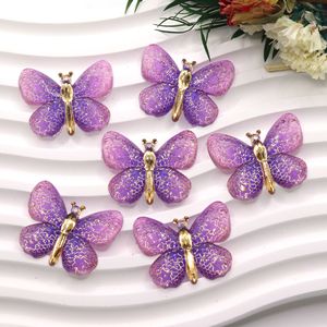 Breloque Cabochon Papillon Brillant en Résine à Dos Plat pour Décoration DIY Téléphone/Artisanat - Product Image 2