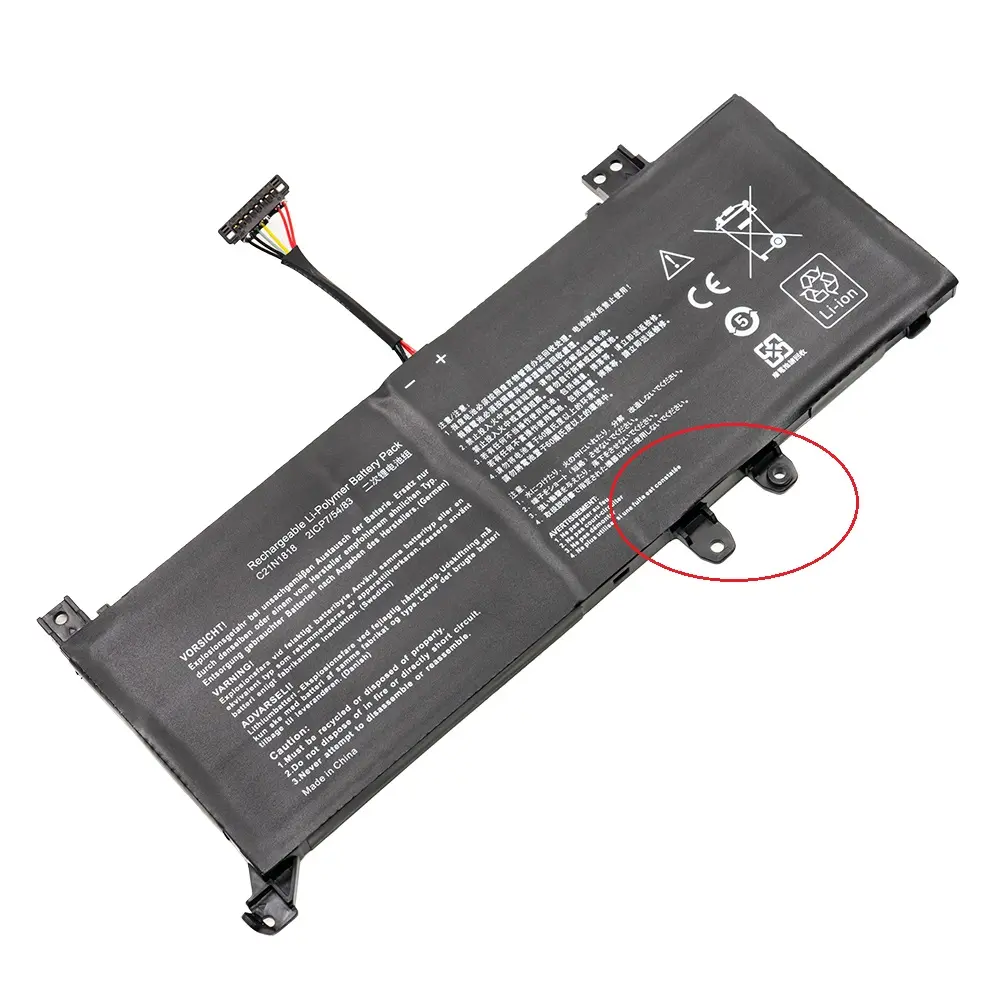 Replacement Notebook Laptop Battery for Asus C21N1818-2 7.7 Volt Li-Polymer Laptop Battery (3800mAh 29Wh)