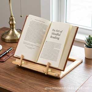 Wooden Foldable Book Display Rack <b>Desktop</b> Recipe Magazine Holder Solid Wood Multi Angle Reading Stand - Product Image 4