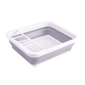 Kitchen Collapsible Drying Dish Rack Portable Silicone Dish Plate Portable Tableware Organizer