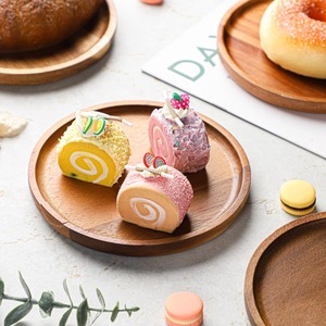 Anti-Slip with Foam Feet Bamboo Wood coaster Acacia Wood Round Dinner <b>Plate</b> Serving Acacia Wood Coasters - Product Image 1