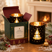 Vente en gros, promotion exceptionnelle : Pots à bougies en verre réutilisables personnalisés, motif Gnome de Noël et Élan, électroplaqués noir, pour bougies parfumées, décoration intérieure