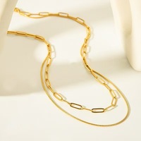 Chaîne en or 18 carats en forme de serpent, collier double couche tendance, collier en forme de croix, collier INS polyvalent et à la mode
