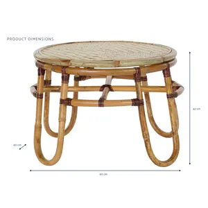 <b>Rattan</b> Bamboo Auxiliary <b>Table</b> 60x60x42 Natural - Product Image 4