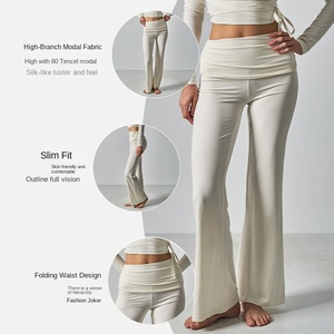 <span class=keywords><strong>Pantalon</strong></span> <span class=keywords><strong>évasé</strong></span> pliable doux et personnalisé Under Lulu pour <span class=keywords><strong>femme</strong></span>, en modal et élasthanne, coupe vintage slim taille haute, jambe large - Product Image 4