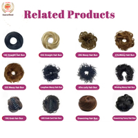 Extension de chignon élastique en cheveux humains vierges à 100%, super double trame, 2 pièces, petit chignon désordonné mignon pour femmes aux cheveux fins
