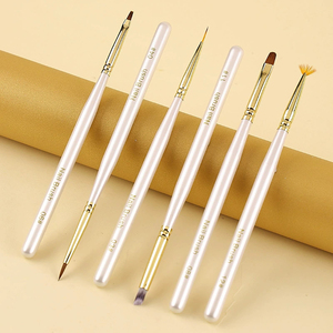 Ensemble de 12 pinceaux à ongles en métal avec logo personnalisé, manche en métal, poils en nylon, pointes ovales pour la création d'ongles professionnels - Product Image 4