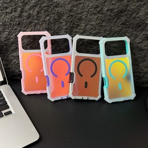 Funda Magnética para Teléfono Móvil con Diseño de Color Neón para iPhone 17 16 15 Pro Max, Textura Degradada Láser, Cubierta Trasera con Amortiguación de Aire - Product Image 1