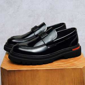 Zapatos Formales de Cuero Genuino, Estilo Nuevo, Suela Gruesa, Aumentan la Estatura, Zapatos Casuales de Negocios para Hombre, Otoño, Sin Cordones - Product Image 3