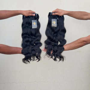 CHEVEUX DU TEMPLE INDIEN BRUTS NON TRAITÉS, CUTICULES NATURELLES, MÂLES DE CHEVEUX INDIENS ALIGNÉS AVEC FERMETURES - Product Image 2