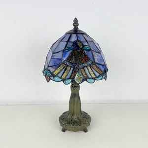 LongHuiJing 8" Tiffany Dome Flower Lampshade Table Lamps Stained Glass Lamp Single <b>Light</b> for Home Decor - Product Image 5