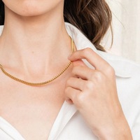Cadena de Acero Inoxidable Chapada en Oro de 18K para Hombre y Mujer, Estilo Europeo y Americano, Cadena de Clavícula de Lujo Ligero de Alta Gama